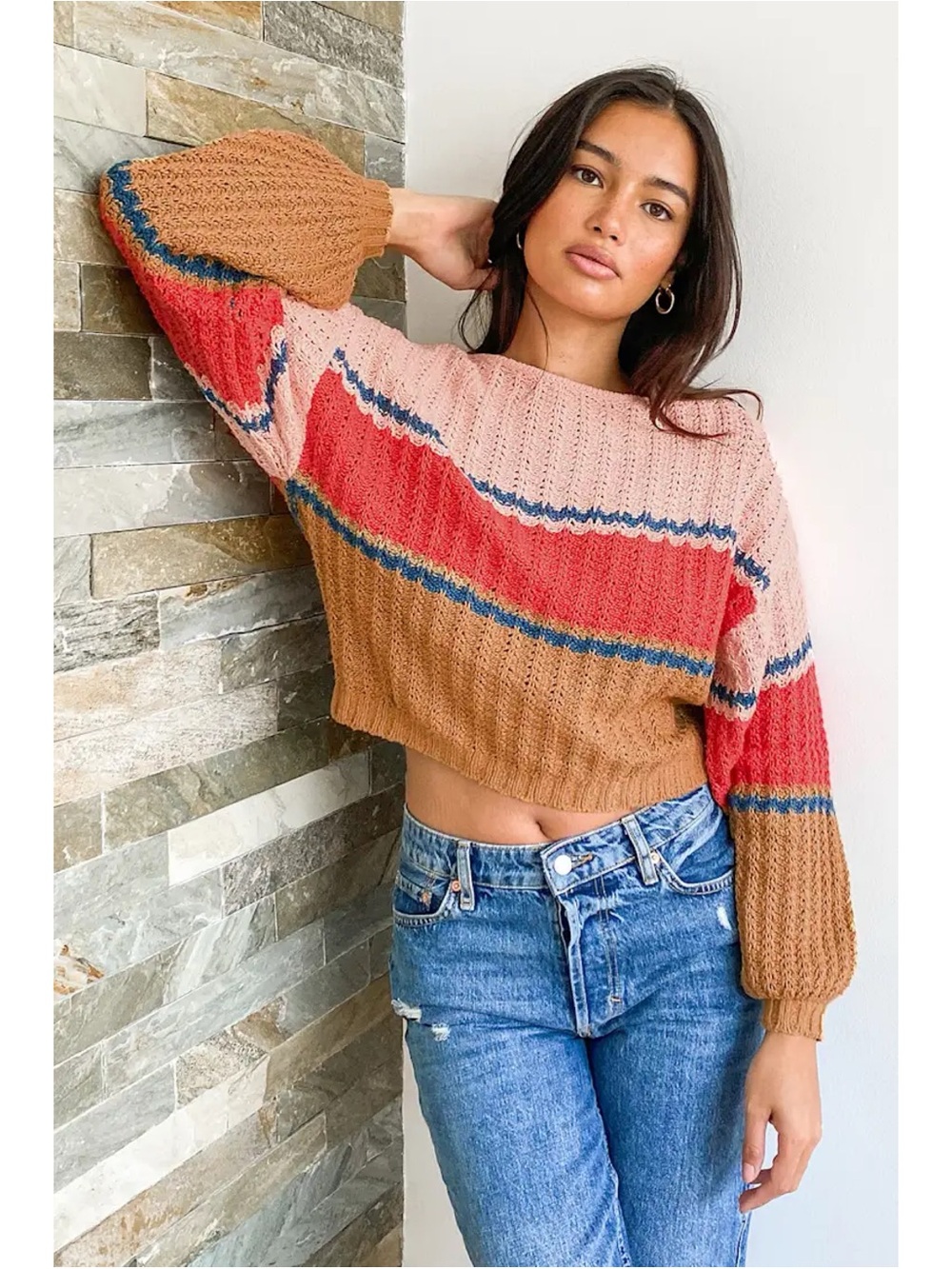 Billabong Cropped Colorblock Sweater